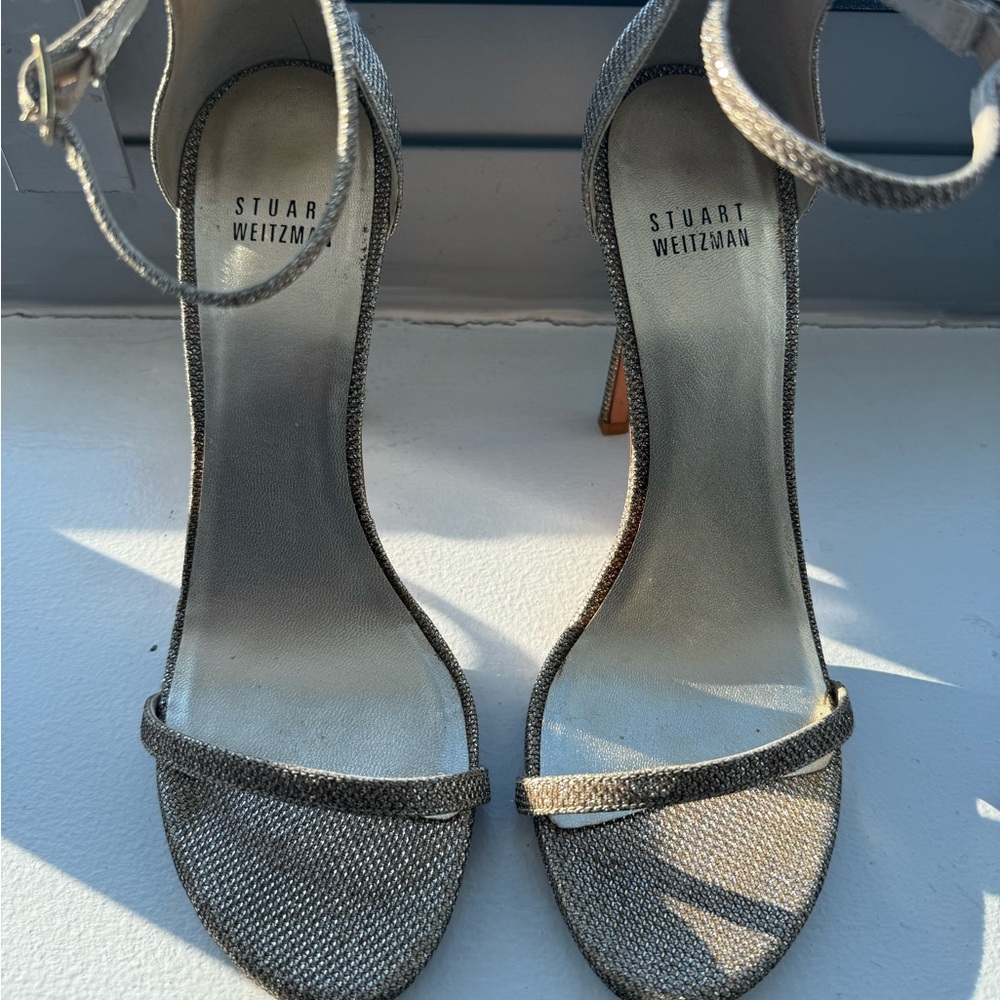 Stuart Weitzman Nudist II Sandal 100 - Sz. 7.5 (runs narrow) - metallic sparkle